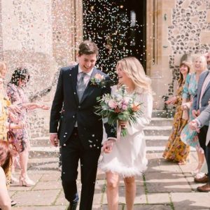 Confetti photo at Oliver & Abigail's Wedding at Winchester Registry Office