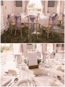 Wedding Breakfast set up for an Autumn wedding at Oakley Hall
