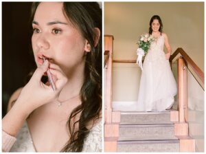 Bride getting ready for wedding at Oakley Hall