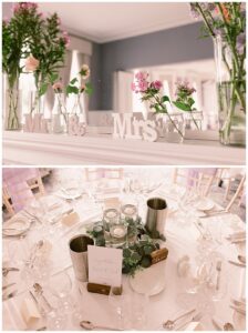 Wedding Breakfast set up for an Autumn wedding at Oakley Hall