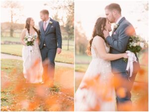 Bride and Groom Autumn Wedding at Oakley Hall