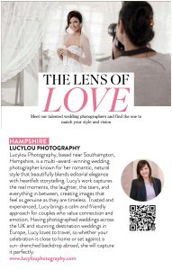 Lucylou Photography - Best Wedding Photographer in Hampshire- Weddings &honeymoons magazine feature